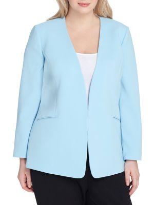 Tahari Arthur S. Levine Plus Collarless Split Sleeve Jacket