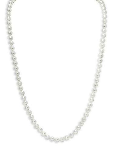 Lauren Ralph Lauren Social Set 8mm Simulated Pearl Silvertone Necklace