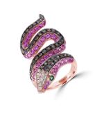 Effy Diamond, Semi-precious, Multi-stone And 14k Rose Gold Snake Ring, 1 Tcw
