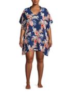J Valdi Plus South Seas Floral Caftan Cover-up