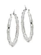 Design Lab Silvertone Bamboo-link Hoop Earrings