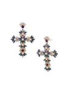 Marchesa Goldtone, Faux Pearl & Crystal Cross Drop Earrings
