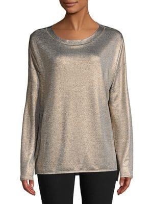 H Halston Metallic High-low Tee