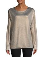 H Halston Metallic High-low Tee