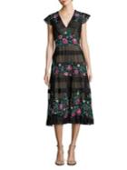 Tadashi Shoji Floral Embroidered Midi Dress