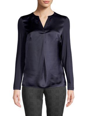 Calvin Klein Long Sleeves Split Neck Top