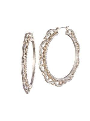 Marchesa Filigree Goldtone & Crystal Hoop Earrings