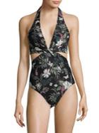 Kate Spade New York One-piece Knotted Halter Swimsuit