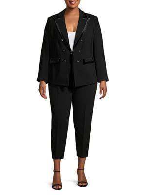Tahari Arthur S. Levine Plus Velvet Trimmed Pant Suit