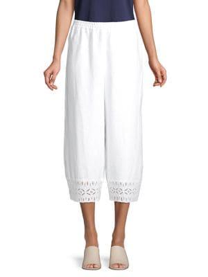 Michael Michael Kors Lace-trimmed Linen Wide-leg Pants