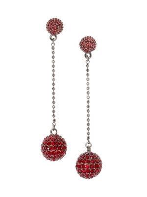 Vince Camuto Jewel Encrusted Pave Ruby Crystal Disco Ball Drop Earrings