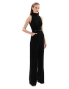 Theia Crepe Belted Jumpsuit