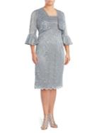 Alex Evenings Petite Two-piece Shift Dress And Bell-sleeve Bolero Jacket