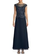 J Kara Sequined Sleeveless Floor-length Dress