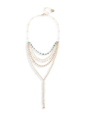 Bcbgeneration Beachcomber Goldtone, Turquoise & Bead Layered Y-necklace