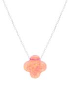 Lord & Taylor Glass And Sterling Silver Pink Flower Pendant Necklace