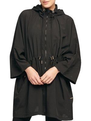 Donna Karan Active Mesh Bell-sleeve Hooded Anorak