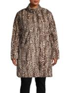 Via Spiga Plus Leopard-print Faux Fur Reversible Coat