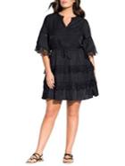 City Chic Plus Crochet-trimmed Fit-&-flare Tunic Dress