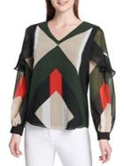 Calvin Klein Printed Bubble Sleeve Blouse