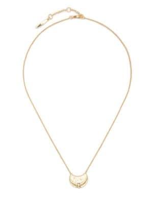 Sole Society Updated Textured Fashion & Stones Crystal Pendant Necklace