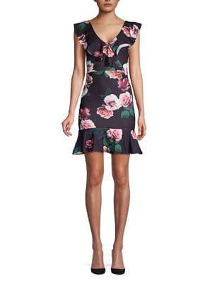 Quiz Floral Ruffle Sheath Dress