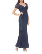 Js Collections Short Sleeve Sequined Lace Panel Gown