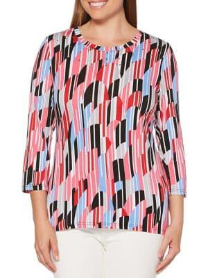 Rafaella Printed Quarter-sleeve Top