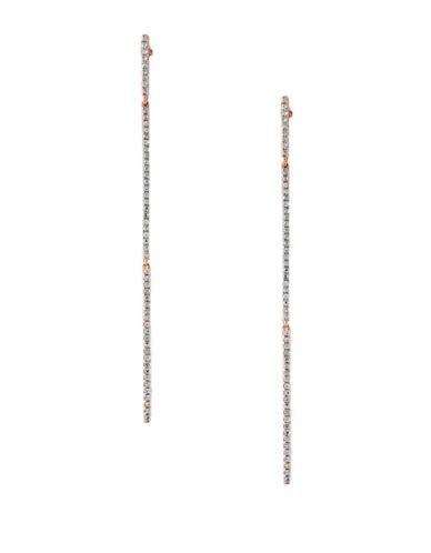 Effy Pave Diamond And 14k Rose Gold Linear Drop Earrings