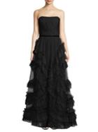 Marchesa Notte Strapless Tulle Evening Gown
