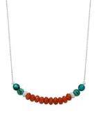 Lord & Taylor Delancey Red Agate, Dyed Blue Natural Crazy Agate And Rhodium Plated Sterling Silver Necklace
