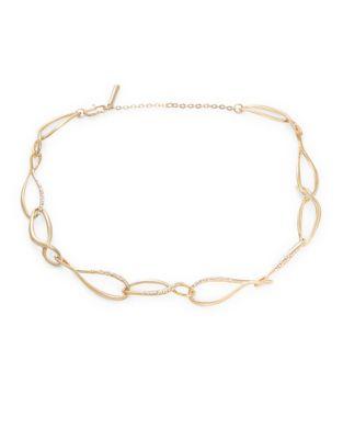 H Halston Liquid Metal Crystal Link Collar Necklace