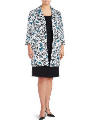 Calvin Klein Plus Floral Open-front Jacket