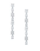 Crislu Celebration Crystal, Sterling Silver And Platinum Multi-shape Linear Earrings