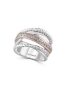Effy Diamond, Sterling Silver And 14k Rose Gold Ring