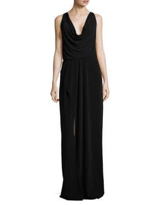 H Halston Cowl Neck Column Gown