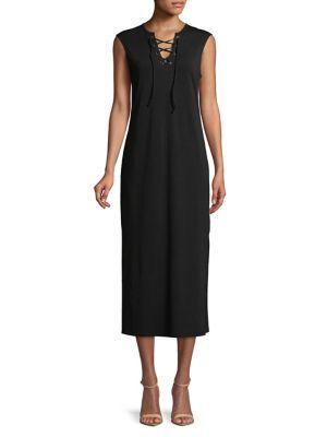 C & C California Lace-up Sleeveless Midi Dress
