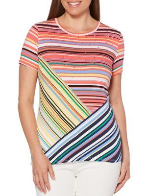 Rafaella Embellished Cotton Blend Tee