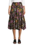 Context Pleated Winding Floral Midi Skirt