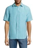 Tommy Bahama Gingham Print Linen-blend Sportshirt