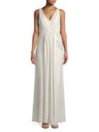 Adrianna Papell Ruched V-neck Dress