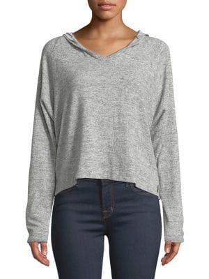 Project Social T Heathered Hooded Cropped Top