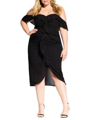 City Chic Plus Va Va Voom Off-the-shoulder Dress
