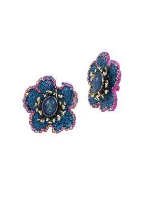 Betsey Johnson Blooming Crystal Flower Clip-on Earrings