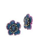 Betsey Johnson Blooming Crystal Flower Clip-on Earrings
