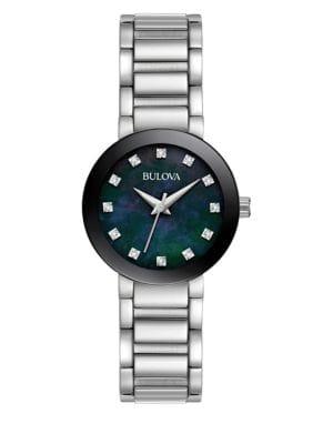 Bulova Diamonds Blue Dial Stainless Steel Bracelet Watch