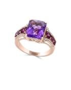 Effy Diamond, Amethyst And 14k Rose Gold Ring, 0.15 Tcw
