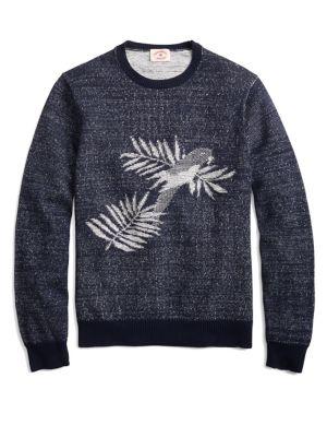 Brooks Brothers Red Fleece Tropical Motiff Plated Crewneck Cotton Sweater