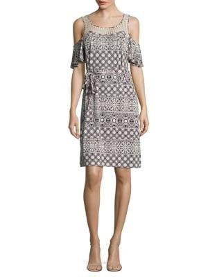 Ivanka Trump Cold-shoulder Print Dress