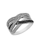 Lord & Taylor Black And White Diamond Ring In Sterling Silver 0.38 Ct. T.w.